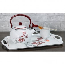 Corelle Kyoto Leaves Whistling 2-qt. Enamel on Steel Teapot REL2481
